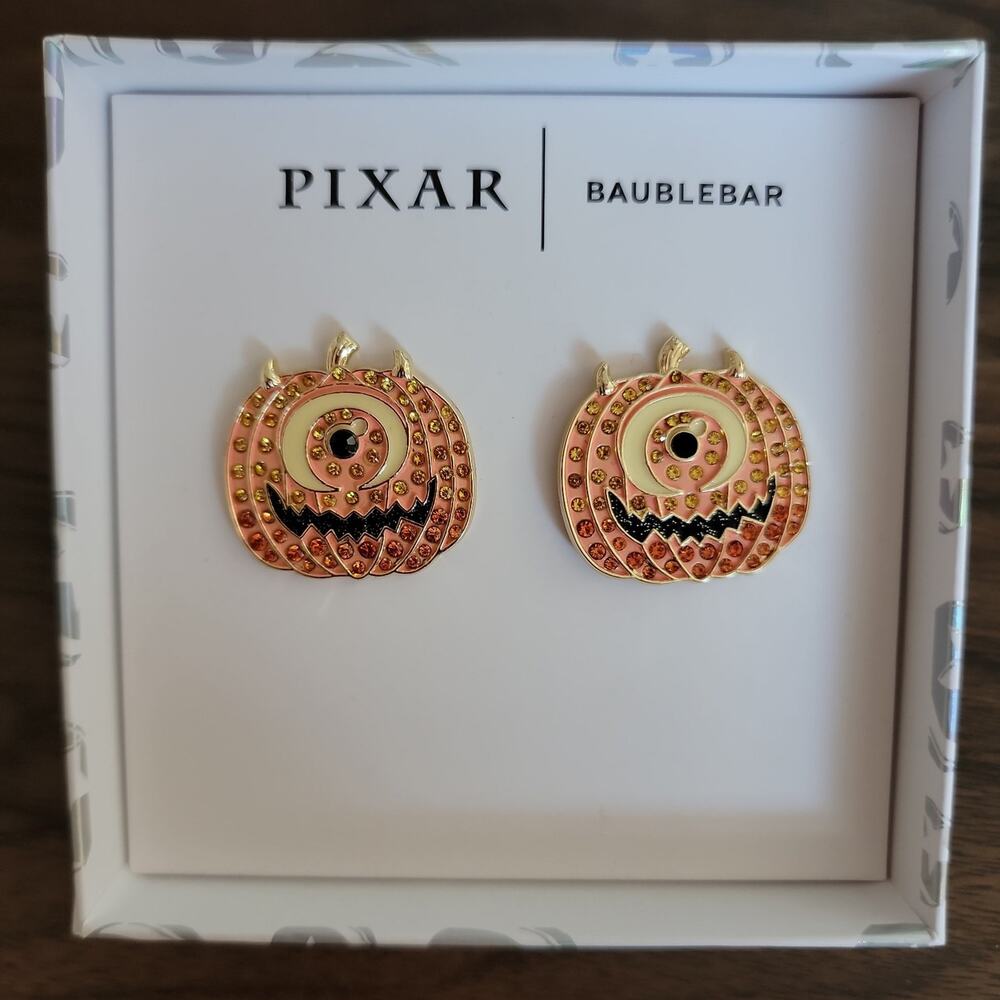 Disney x Baublebar Monsters Inc Rhinestone Pumpkin Earrings NIB